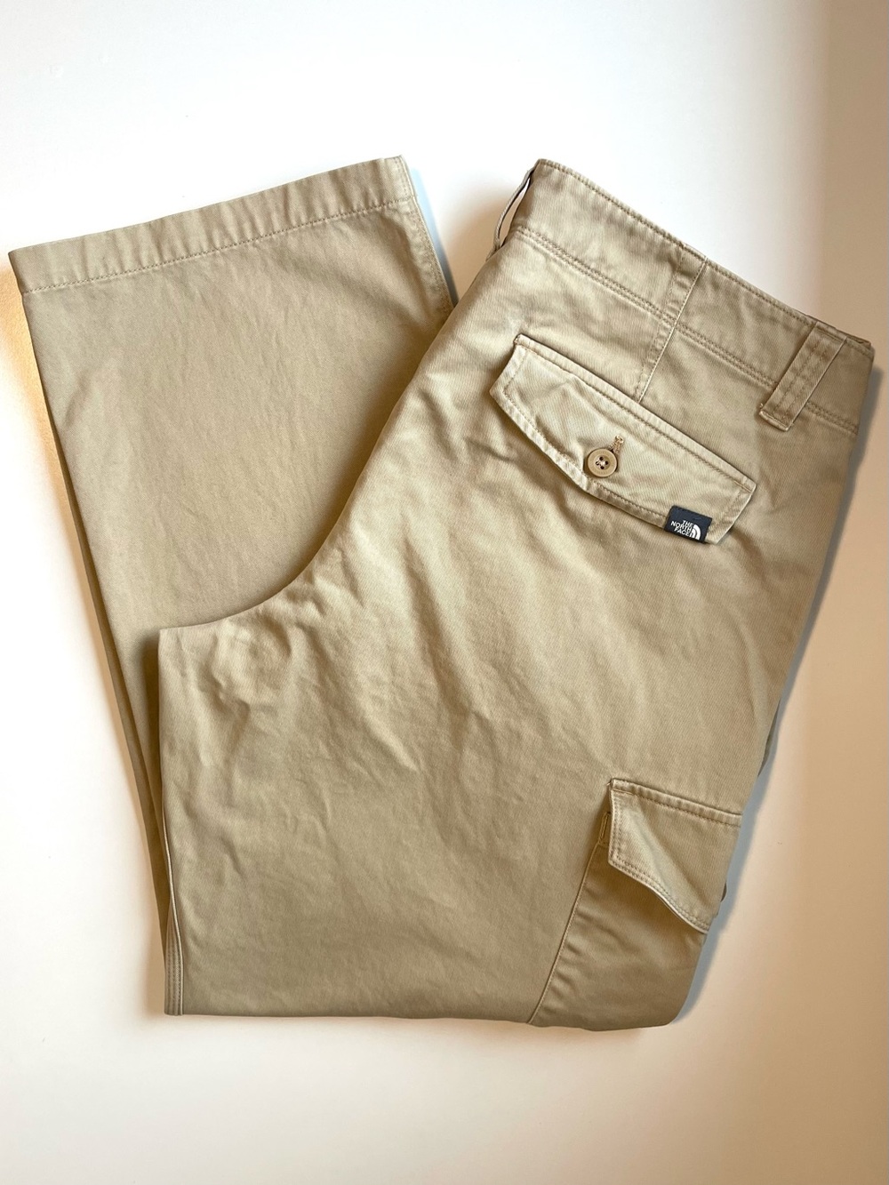 Y2K The North Face Khaki Cargo Pants - 100% Cotton & Utility - Size 38 Short